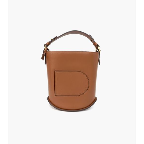 DELVAUX Mini Brown Leather Faux Fur Bucket Bag C-A28244 - Picture 1 of 10